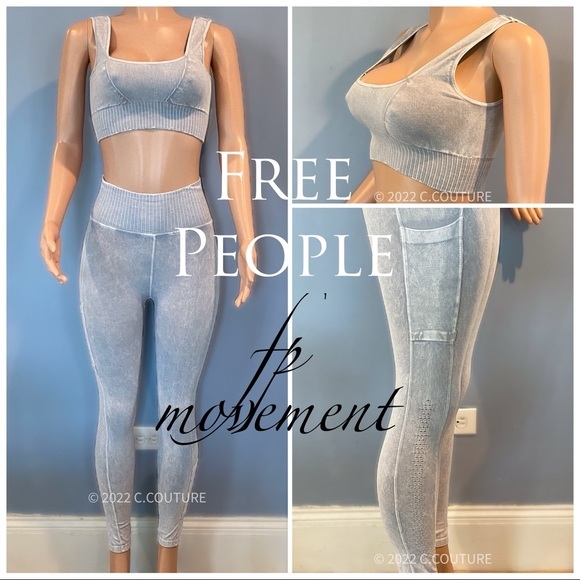 New Free People High-Rise 7/8 Good Karma 2-Pocket Leggings And Karma Bra $136